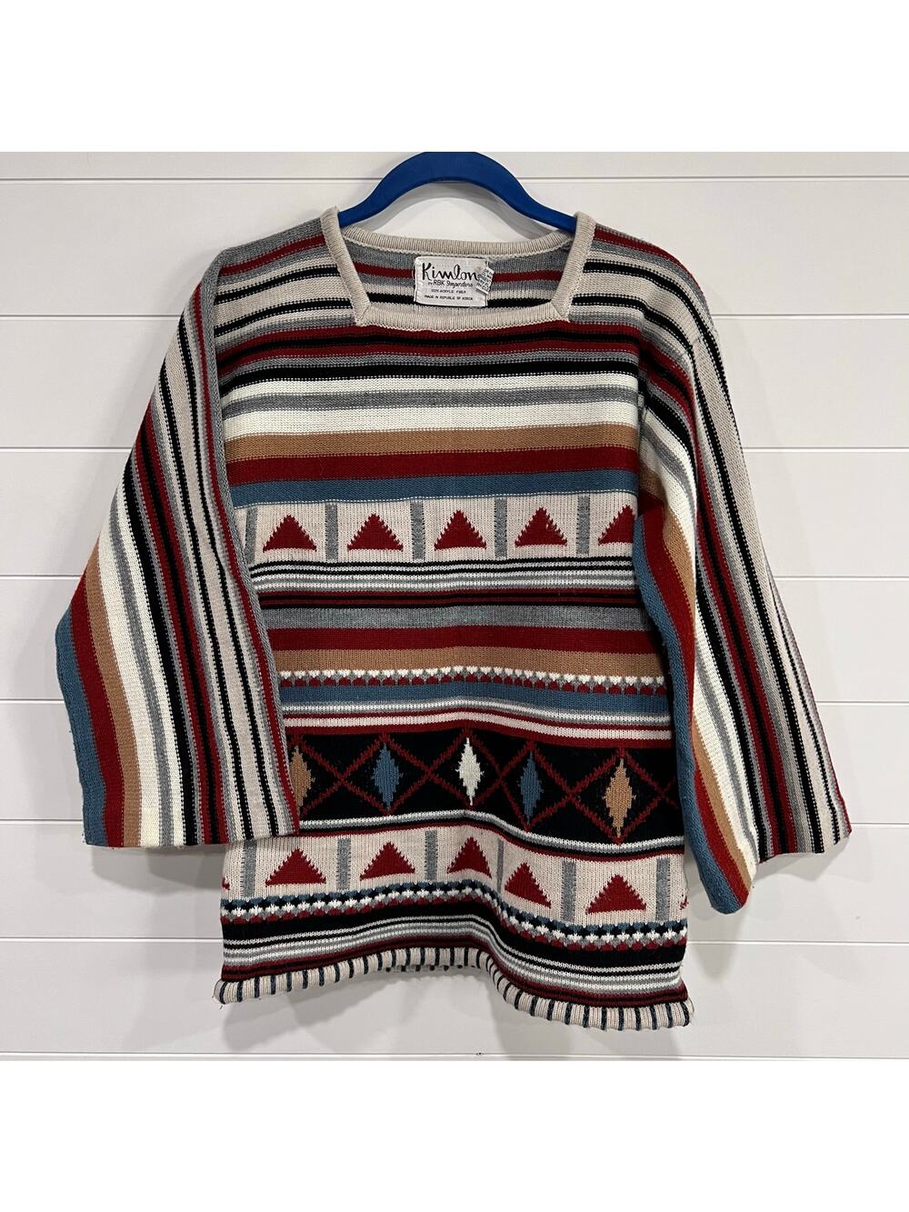 Kimlon RBK Importers BoHo Wide Sleeve Vintage Sweater Size Medium Brown Stripe